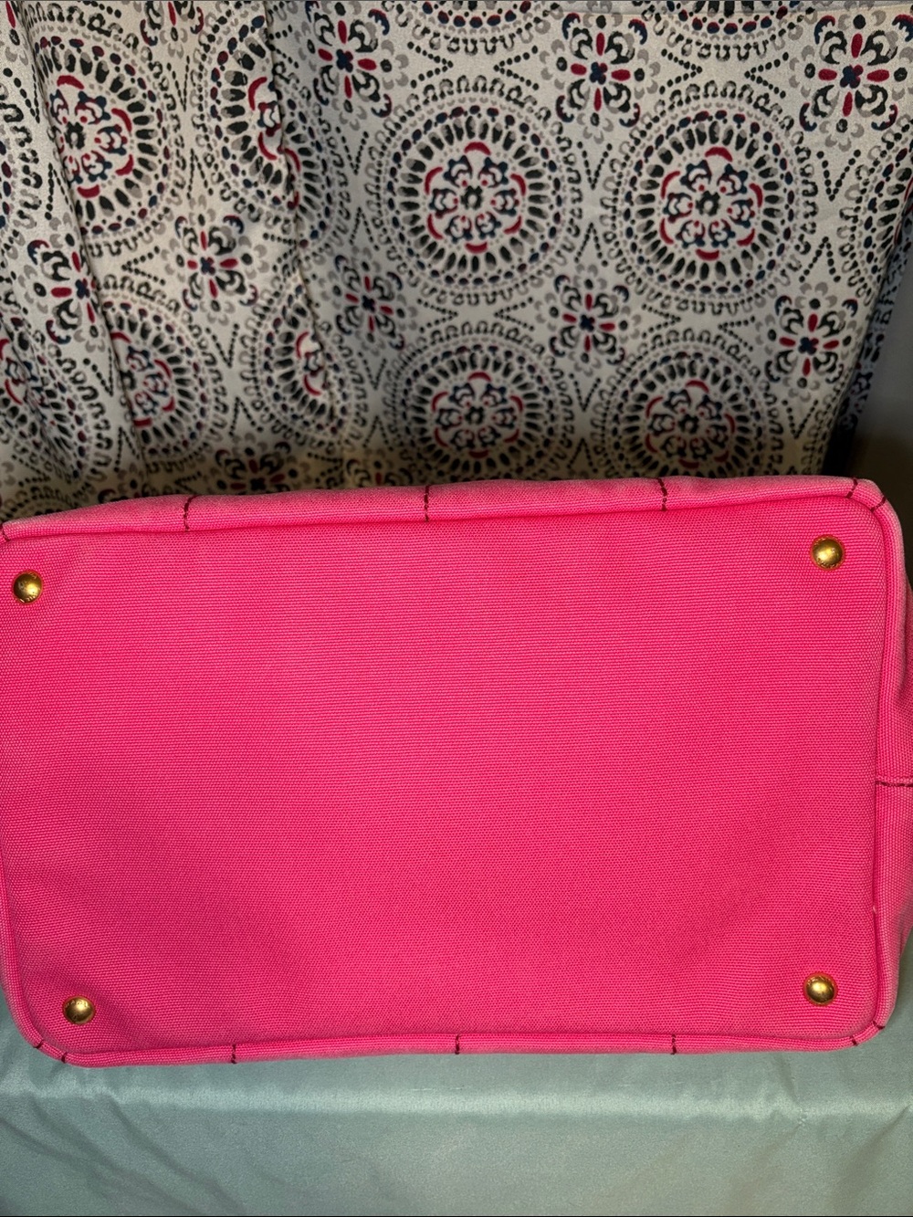 Prada Canapa Peonia Canvas Tote - Medium Handbag Pink BN2642 - Picture 14 of 16